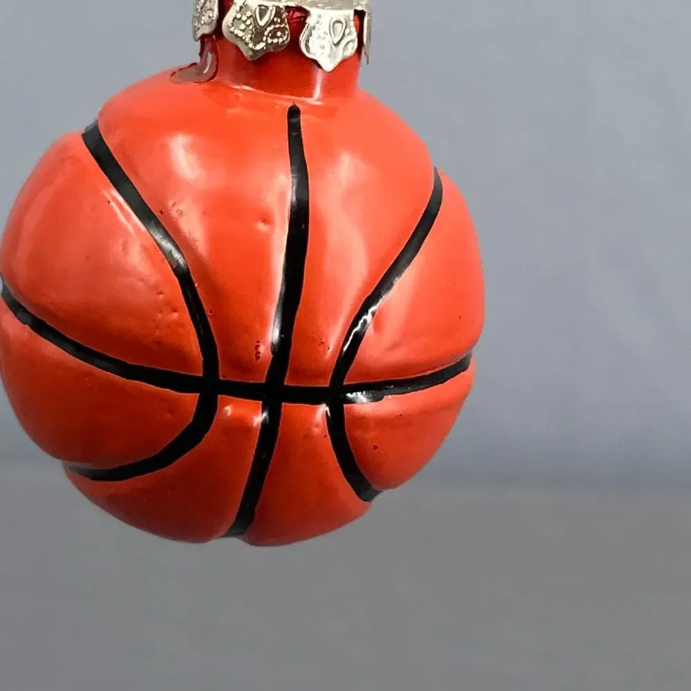 VTG Glass Basketball Christmas Ornaments Set 7 Sporty Athlete Team Player Y2K